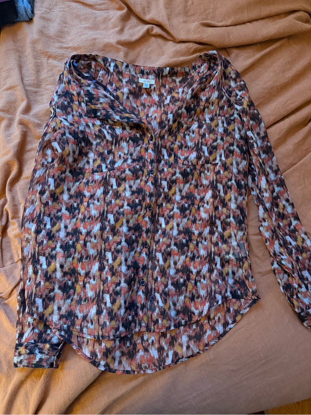 Ecote orange abstract print blouse